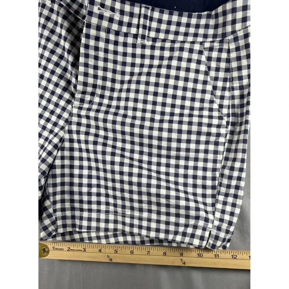 Mid-Rise Shorts 12 Womens Old Navy Everyday Navy Blue Gingham Check Stretch